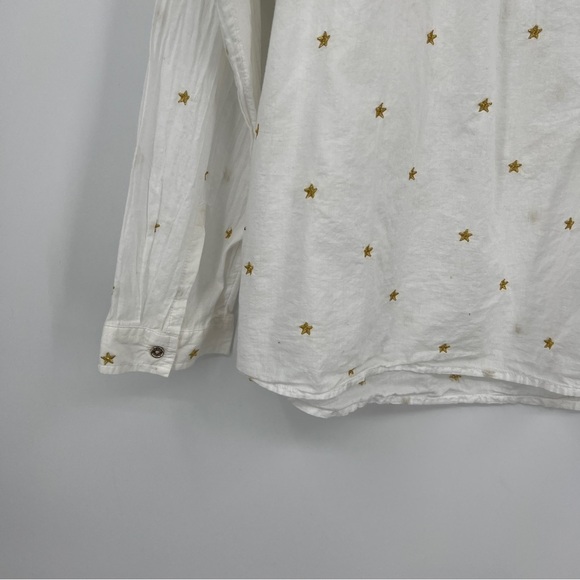 Tommy Hilfiger Gold Star Embroidered Long Sleeve Collared Sheer White Blouse - Picture 11 of 14